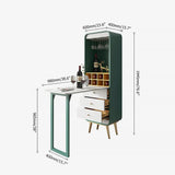 Foldable Bar Cabinet Convertible with Wine Rack & Table & 3 Drawers