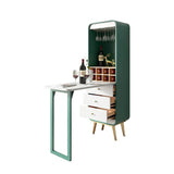 Foldable Bar Cabinet Convertible with Wine Rack & Table & 3 Drawers
