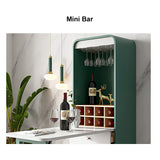 Foldable Bar Cabinet Convertible with Wine Rack & Table & 3 Drawers