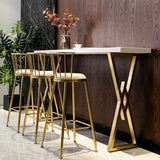 Rectangular Bar Height Pub Table Dining Table for Breakfast Nook Solid Wood X Base