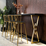 Rectangular Bar Height Pub Table Dining Table for Breakfast Nook Solid Wood X Base