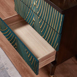 Novel Blue Cabinet Gold-Painted 3-Drawer Chest in Small-Richsoul-Cabinets & Chests,Furniture,Living Room Furniture