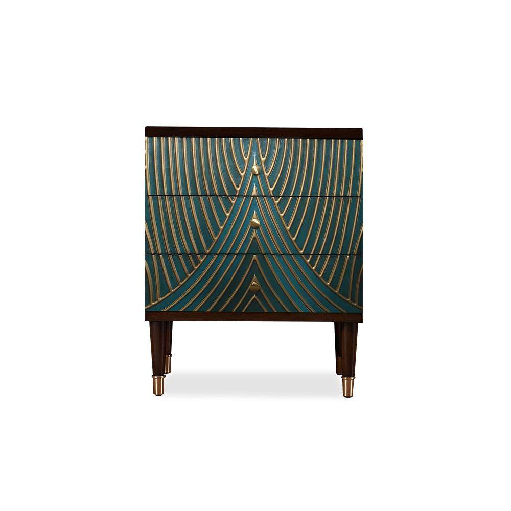Novel Blue Cabinet Gold-Painted 3-Drawer Chest in Small-Richsoul-Cabinets & Chests,Furniture,Living Room Furniture