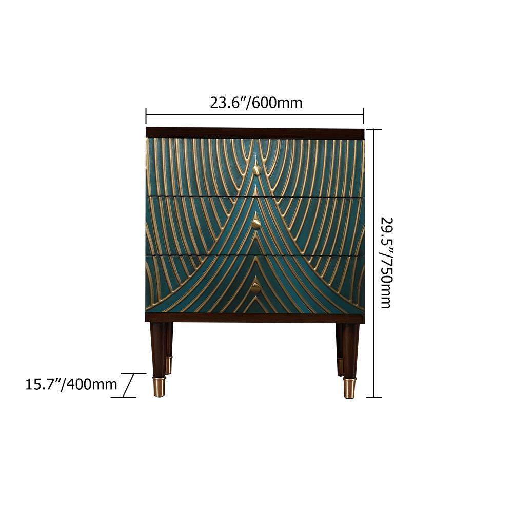 Novel Blue Cabinet Gold-Painted 3-Drawer Chest in Small-Richsoul-Cabinets & Chests,Furniture,Living Room Furniture
