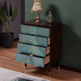 Novel Blue Cabinet Gold-Painted 3-Drawer Chest in Small-Richsoul-Cabinets & Chests,Furniture,Living Room Furniture