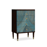 Novel Blue Cabinet Gold-Painted 3-Drawer Chest in Small-Richsoul-Cabinets & Chests,Furniture,Living Room Furniture