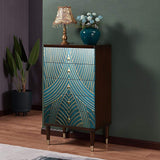 Novel Blue Cabinet Gold-Painted 3-Drawer Chest in Small-Richsoul-Cabinets & Chests,Furniture,Living Room Furniture