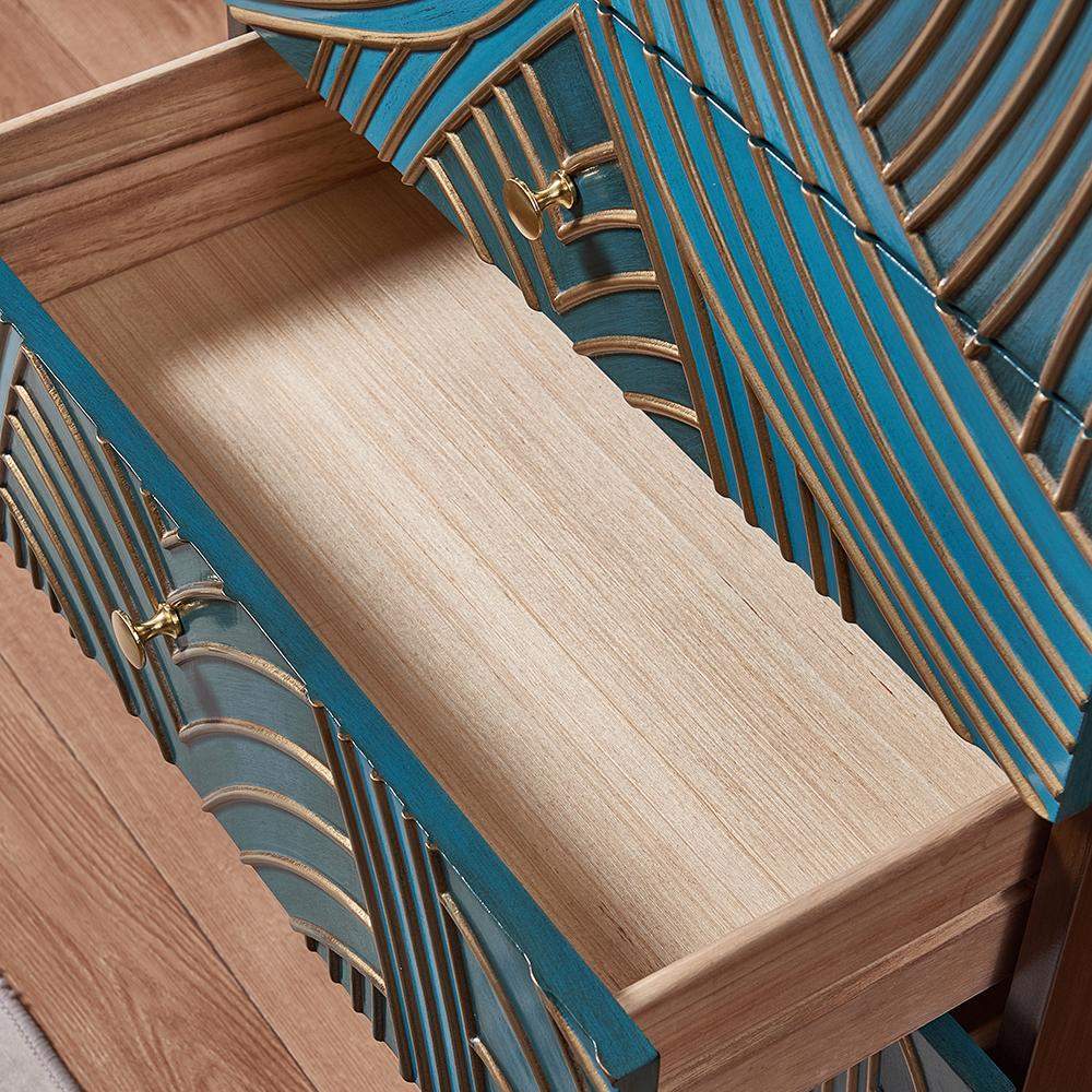 Novel Blue Cabinet Gold-Painted 3-Drawer Chest in Small-Richsoul-Cabinets & Chests,Furniture,Living Room Furniture