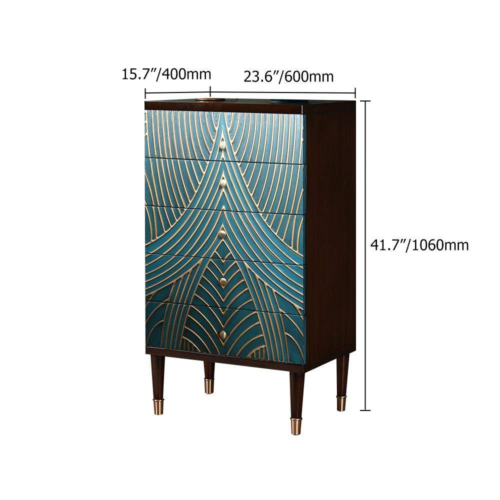 Novel Blue Cabinet Gold-Painted 3-Drawer Chest in Small-Richsoul-Cabinets & Chests,Furniture,Living Room Furniture