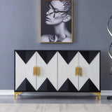 Modern Sideboard Buffet 4 Doors & 6 Shelves Accent Cabinet Gold Finish in Large