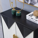 Modern Sideboard Buffet 4 Doors & 6 Shelves Accent Cabinet Gold Finish in Large