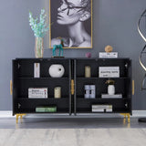 Modern Sideboard Buffet 4 Doors & 6 Shelves Accent Cabinet Gold Finish in Large