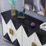 Modern Sideboard Buffet 4 Doors & 6 Shelves Accent Cabinet Gold Finish in Large