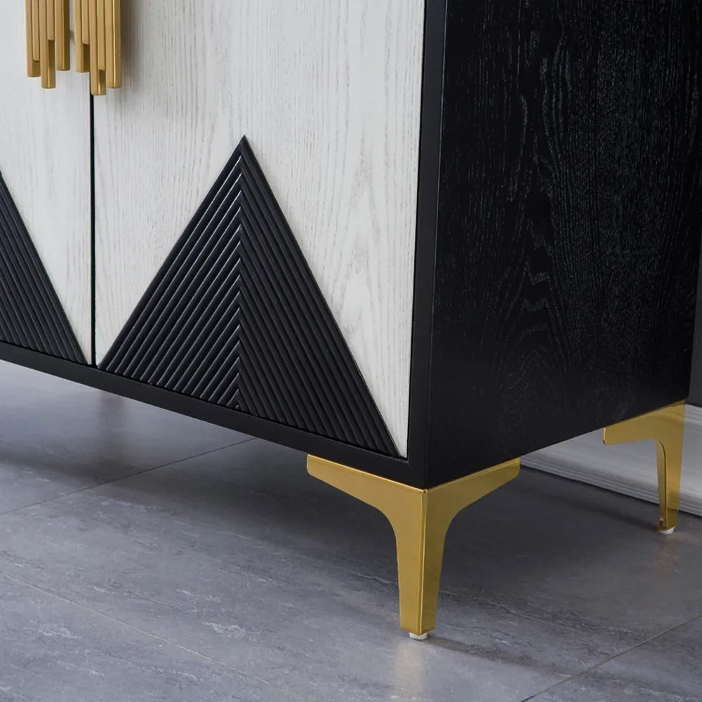Modern Sideboard Buffet 4 Doors & 6 Shelves Accent Cabinet Gold Finish in Large