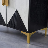 Modern Sideboard Buffet 4 Doors & 6 Shelves Accent Cabinet Gold Finish in Large