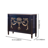 47" Classic Black Entryway Cabinet Embossed Flower Patterns 3 Chest of Drawers-Richsoul-Cabinets & Chests,Furniture,Living Room Furniture