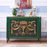 47" Classic Black Entryway Cabinet Embossed Flower Patterns 3 Chest of Drawers-Richsoul-Cabinets & Chests,Furniture,Living Room Furniture
