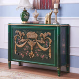 47" Classic Black Entryway Cabinet Embossed Flower Patterns 3 Chest of Drawers-Richsoul-Cabinets & Chests,Furniture,Living Room Furniture