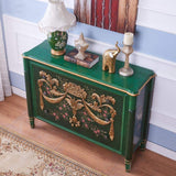 47" Classic Black Entryway Cabinet Embossed Flower Patterns 3 Chest of Drawers-Richsoul-Cabinets & Chests,Furniture,Living Room Furniture