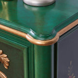 47" Classic Black Entryway Cabinet Embossed Flower Patterns 3 Chest of Drawers-Richsoul-Cabinets & Chests,Furniture,Living Room Furniture