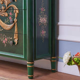47" Classic Black Entryway Cabinet Embossed Flower Patterns 3 Chest of Drawers-Richsoul-Cabinets & Chests,Furniture,Living Room Furniture