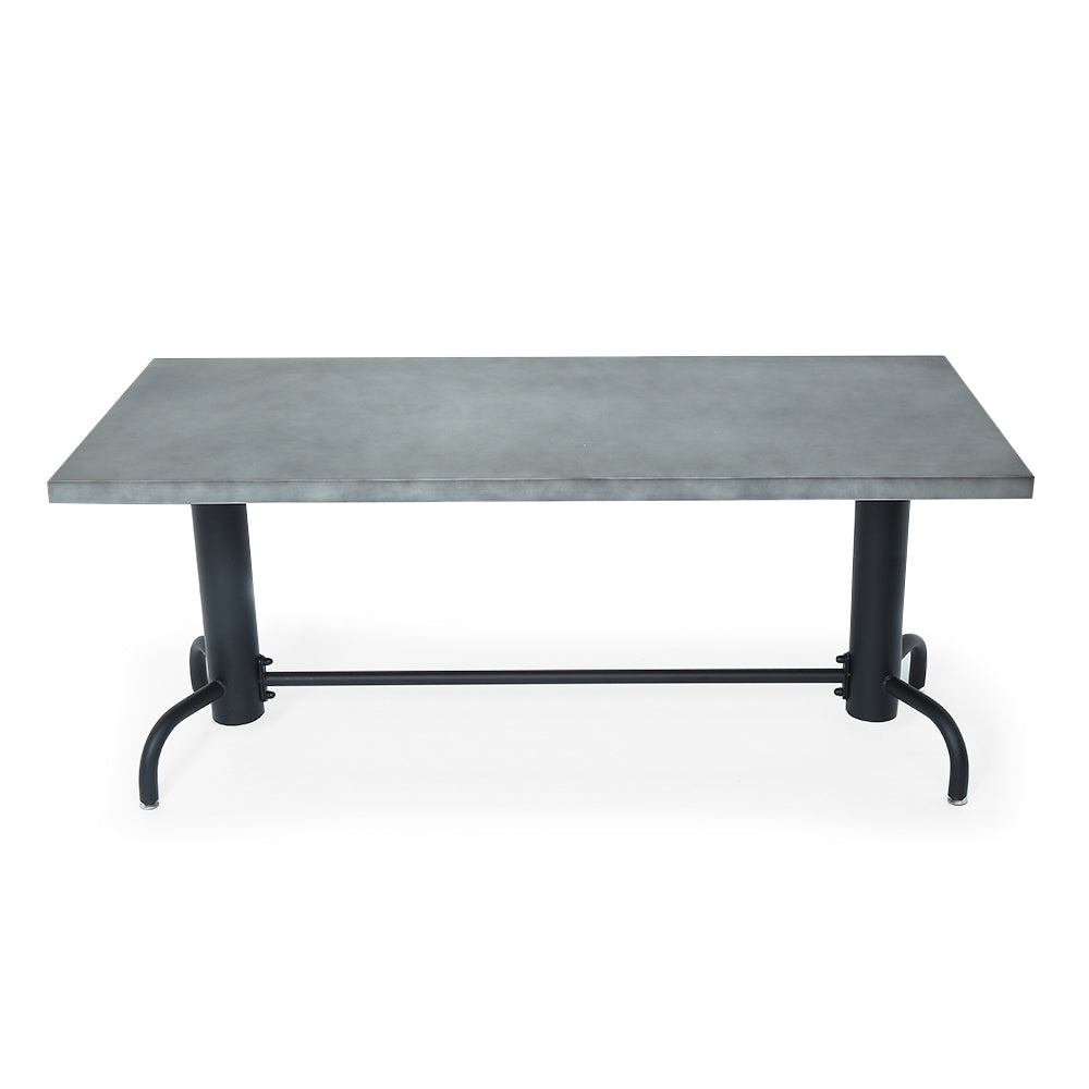 78.7" Industrial Dining Table Concrete Gray Table Top Solid Wood Metal Base