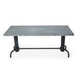 78.7" Industrial Dining Table Concrete Gray Table Top Solid Wood Metal Base