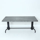 78.7" Industrial Dining Table Concrete Gray Table Top Solid Wood Metal Base