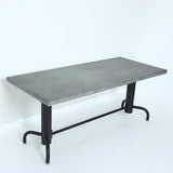 78.7" Industrial Dining Table Concrete Gray Table Top Solid Wood Metal Base