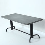 78.7" Industrial Dining Table Concrete Gray Table Top Solid Wood Metal Base