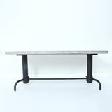 78.7" Industrial Dining Table Concrete Gray Table Top Solid Wood Metal Base