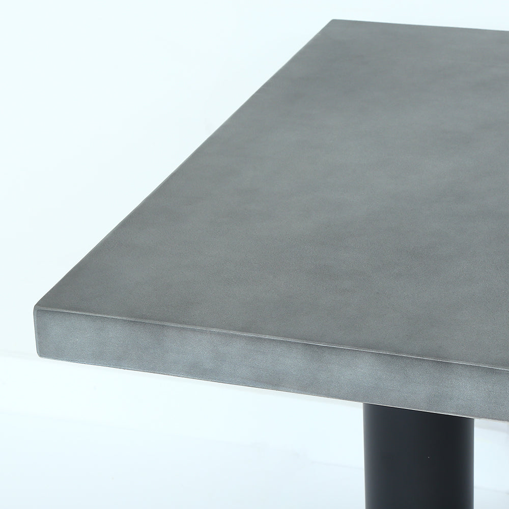 78.7" Industrial Dining Table Concrete Gray Table Top Solid Wood Metal Base