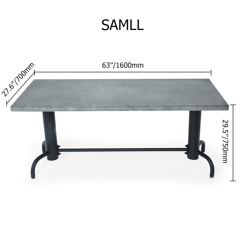 78.7" Industrial Dining Table Concrete Gray Table Top Solid Wood Metal Base