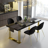 Mesa de comedor rectangular de madera negra en dorado de 71