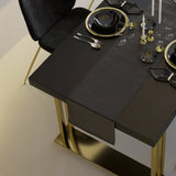 71" Black Rectangle Wood Dining Table in Gold