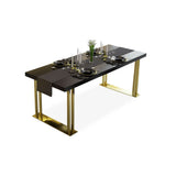 71" Black Rectangle Wood Dining Table in Gold