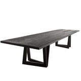 63" Rectangular Dining Table Black Solid Wood Table Top Square Metal Base