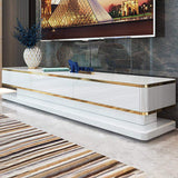 78.7" White TV Media Console with Storage 3 Drawers Tempered Glass Top for TVs Up to 78"-Richsoul-Furniture,Living Room Furniture,TV Stands