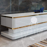 78.7" White TV Media Console with Storage 3 Drawers Tempered Glass Top for TVs Up to 78"-Richsoul-Furniture,Living Room Furniture,TV Stands
