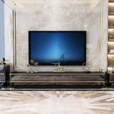 78.7" White TV Media Console with Storage 3 Drawers Tempered Glass Top for TVs Up to 78"-Richsoul-Furniture,Living Room Furniture,TV Stands