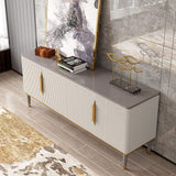 63" Off White Contemporary TV Stand 4 Doors & 2 Shelves Media Cabinet in Small-Richsoul-Furniture,Living Room Furniture,TV Stands