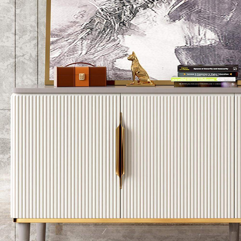 63" Off White Contemporary TV Stand 4 Doors & 2 Shelves Media Cabinet in Small-Richsoul-Furniture,Living Room Furniture,TV Stands