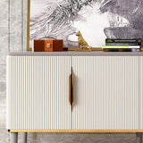 63" Off White Contemporary TV Stand 4 Doors & 2 Shelves Media Cabinet in Small-Richsoul-Furniture,Living Room Furniture,TV Stands