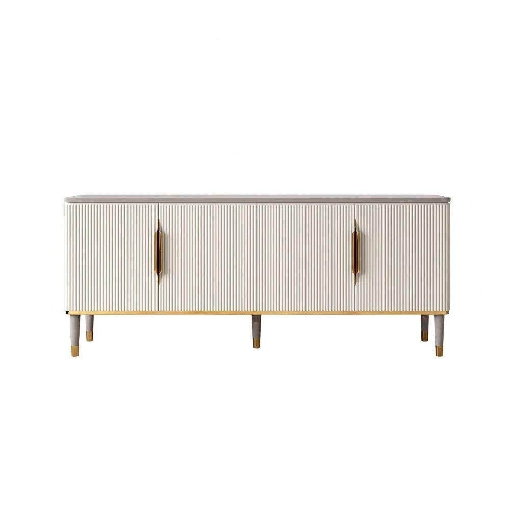 63" Off White Contemporary TV Stand 4 Doors & 2 Shelves Media Cabinet in Small-Richsoul-Furniture,Living Room Furniture,TV Stands