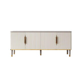 63" Off White Contemporary TV Stand 4 Doors & 2 Shelves Media Cabinet in Small-Richsoul-Furniture,Living Room Furniture,TV Stands