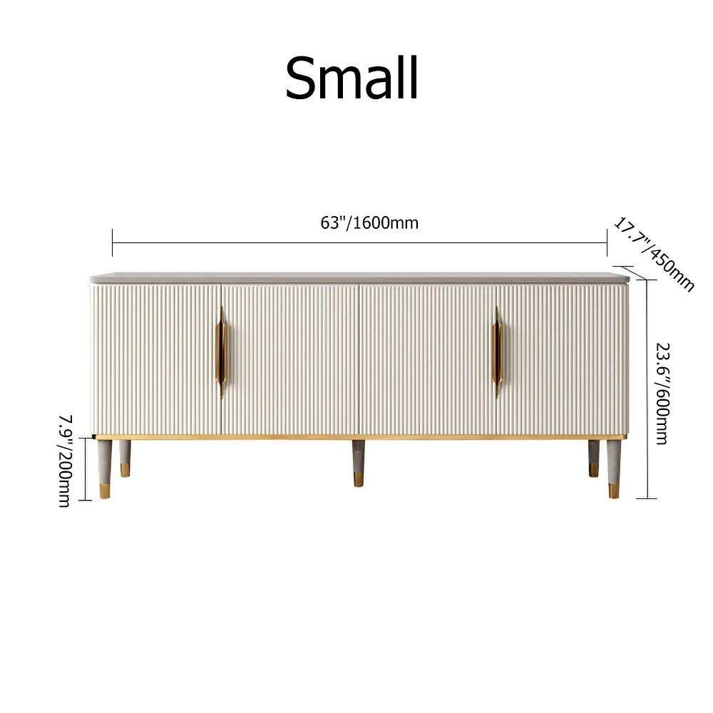 63" Off White Contemporary TV Stand 4 Doors & 2 Shelves Media Cabinet in Small-Richsoul-Furniture,Living Room Furniture,TV Stands