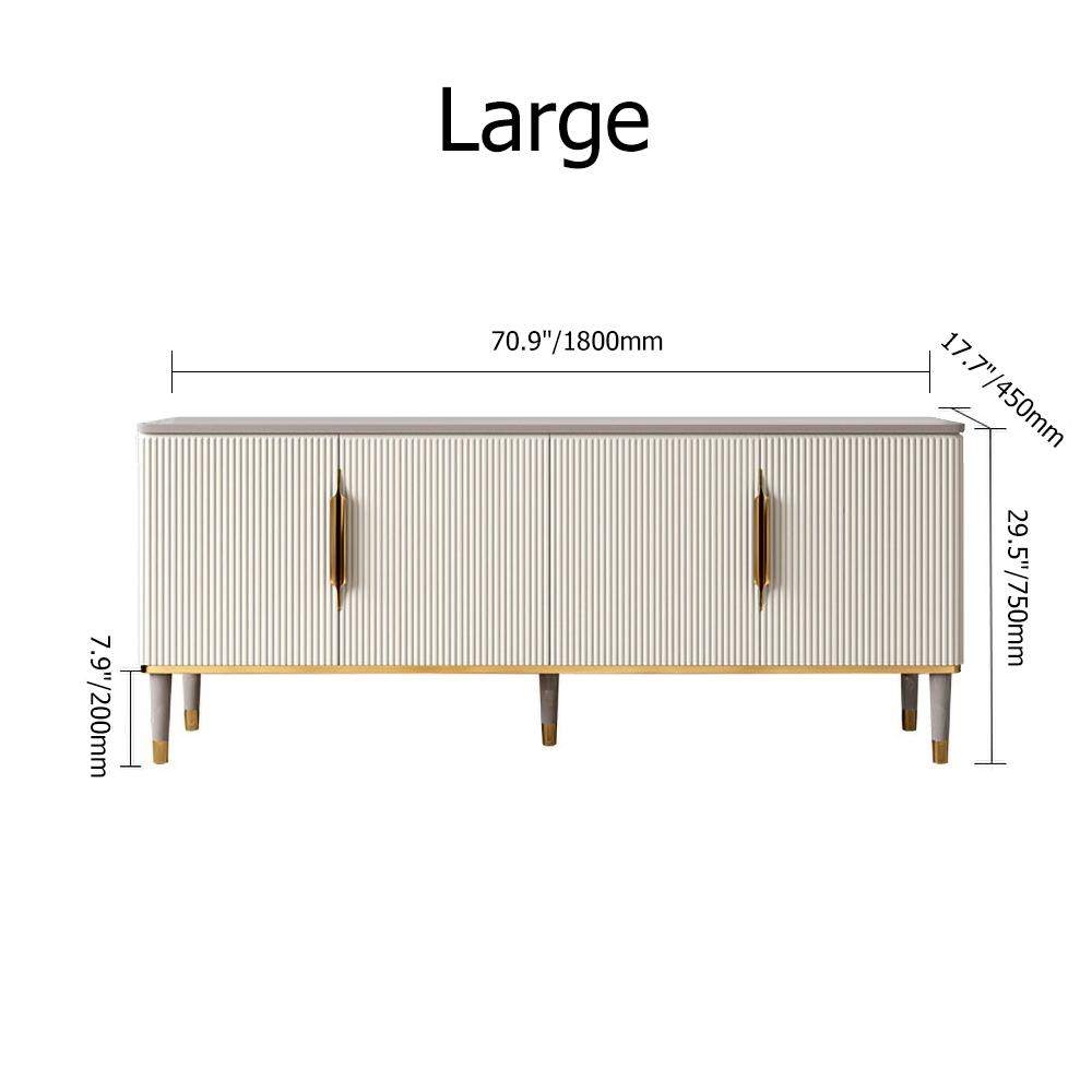 63" Off White Contemporary TV Stand 4 Doors & 2 Shelves Media Cabinet in Small-Richsoul-Furniture,Living Room Furniture,TV Stands