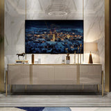 Champagne TV Stand Post-Modern Rectangle TV Console with 4 Doors for TVs Up To 85"-Richsoul-Furniture,Living Room Furniture,TV Stands