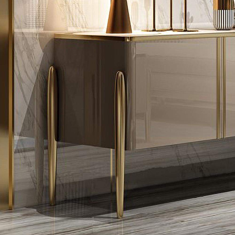 Champagne TV Stand Post-Modern Rectangle TV Console with 4 Doors for TVs Up To 85"-Richsoul-Furniture,Living Room Furniture,TV Stands
