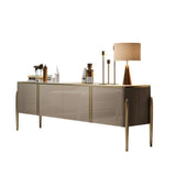 Champagne TV Stand Post-Modern Rectangle TV Console with 4 Doors for TVs Up To 85"-Richsoul-Furniture,Living Room Furniture,TV Stands